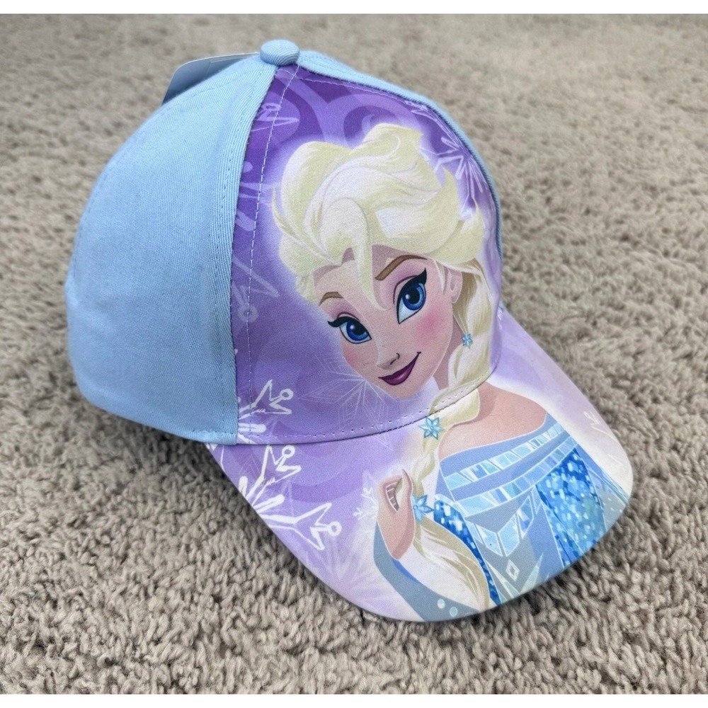 Disney Frozen Elsa Hat Girls Toddler Light Blue Purple Adjustable Cap New Read